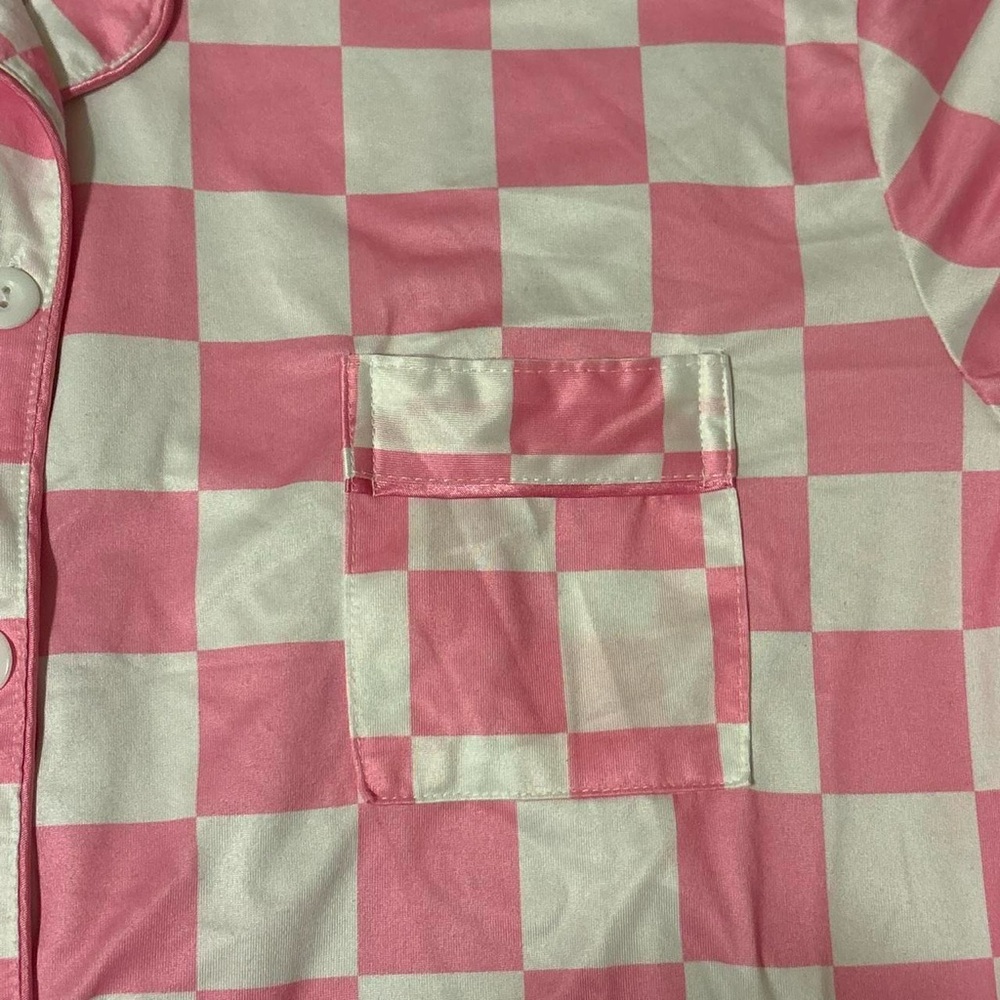 Pink and White Checkered Women's Pajamas - Picture 5 of 5